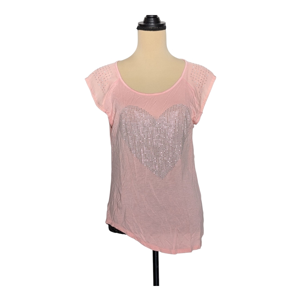 Pink Heart Embellished Women's Top